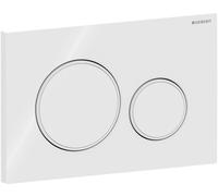 Geberit Sigma20 plaques de déclenchement pour rinçage à 2 quantités, rond, 115882011, Couleur: laqué blanc mat, revêtement easy-to-clean / blanc - CM
