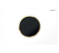 Geberit Sigma10 commande de WC avec déclenchement électrique du rinçage, rinçage à 2 quantités, fonctionnement à piles, 115.908.KK.6, Couleur: blanc / plaqué or