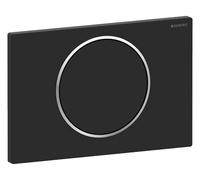 Geberit Sigma10 Plaques de déclenchement pour rinçage-arrêt, rond, 115.758.14.5, Couleur: laqué noir mat, revêtement easy-to-clean / poli