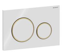 Geberit Plaque de déclenchement Sigma20 115.882.KK.1 ronde double chasse blanc/plaqué or