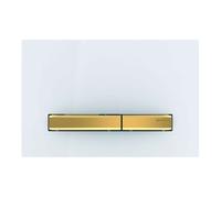 Geberit Sigma50 - Plaque de déclenchement 2 touches, blanc / laiton 115.672.11.2