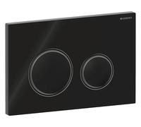 Plaque d'actionnement ronde Sigma 50 115651SJ1 Geberit plaque/bouton noir, anneau chromé noir, pour chasse d'eau 2 mégawatts