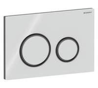 Geberit Plaque d'actionnement Sigma50 115.651.SI.1 ronde double chasse blanc anneau noir chromé