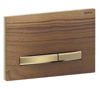 Geberit Sigma50 plaques de déclenchement, pour rinçage à 2 quantités, couleur métal laiton, anguleux, 115672JX2, Couleur: laiton / noyer américain - CM