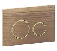 Geberit Sigma50 plaques de déclenchement, pour rinçage à 2 quantités, couleur métal laiton, rond, 115.652.JX.1, Couleur: laiton / noyer américain