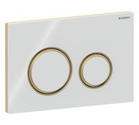 Geberit Plaque d'actionnement Sigma 50 115652SI1 ronde bouton blanc anneau laiton 2 mesures