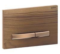 Geberit Sigma50 plaques de déclenchement pour rinçage à 2 quantités, couleur métal or rouge, anguleux, 115.670.JX.2, Couleur: or rouge / noyer américain