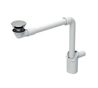 Geberit - Siphon de lavabo gain de place, avec vidage pour les lavabos sans trop-plein, chrome 152.084.21.1