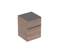 Geberit Smyle Square armoire latérale, 500357, 45x60x47cm, avec 2 tiroirs, 500.357.JR.1, Couleur: Structure en bois de noyer hickory / mélamine
