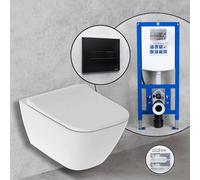 Geberit Smyle Square Compact Pack complet cuvette suspendue et bâti-support neeos,, 500379011+16601BM#SET,