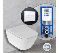 Geberit Smyle Square Compact Pack complet cuvette suspendue et bâti-support neeos,, 500379011+16601WH#SET,