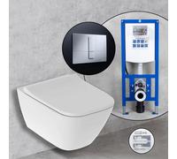Geberit Smyle Square Compact Pack complet cuvette suspendue et bâti-support neeos,, 500379011+16791CR#SET,
