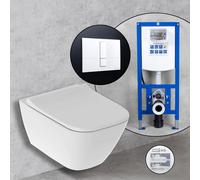 Geberit Smyle Square Compact Pack complet cuvette suspendue et bâti-support neeos,, 500379011+16791WH#SET,