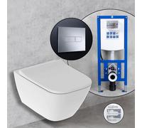 Geberit Smyle Square Compact Pack complet cuvette suspendue et bâti-support neeos,, 500379018+16601CR#SET,