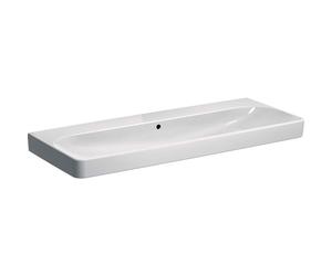 Geberit Smyle Square - Double lavabo 120x48 cm, avec trop-plein, sans trou pour robinetterie, blanc 500.225.01.1