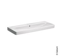 Geberit Smyle Square lavabo 500225018 blanc KeraTect, 120x48cm, sans trou pour robinetterie, avec trop-plein