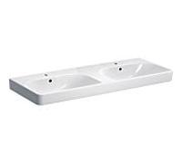 Geberit Smyle Square vasque double 500223018 blanc KeraTect, 120x48cm, avec trou pour robinetterie et trop-plein