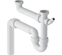 Geberit siphon pour tuyau coudé 152553111 11/2 "x 50 mm, Spülbecken , sortie verticale, pour 2 Spülbecken , blanc