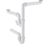 Geberit siphon pour tuyau coudé 152818111 11/2 "x 50 mm, avec Spülbecken , sortie horizontale, pour 2 Spülbecken , blanc