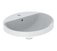 Geberit VariForm lavabo à encastrer 500713012 blanc , 50x45cm, avec banc à trou pour robinetterie, trop-plein, ovale