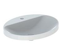 Geberit VariForm lavabo à encastrer 500727002 60x48cm, avec banc à trou pour robinetterie, sans trop-plein, ovale, blanc KeraTect