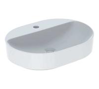 Geberit VariForm vasque à poser 500778002 60x45cm, avec banc à trou pour robinetterie, sans trop-plein, elliptique, blanc KeraTect