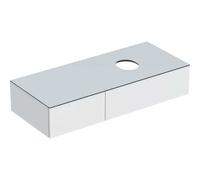 Geberit VariForm, meuble sous-lavabo à poser, deux tiroirs, surface de rangement, siphon, largeur 120 cm, 501.171.00.1, Couleur: Surface : laqué blanc, très complémentaire, plaque de recouvrement : bl