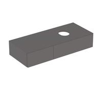Geberit VariForm, meuble sous-lavabo à poser, deux tiroirs, surface de rangement, siphon, largeur 120 cm, 501172001, Couleur: surface : lave, laqué mat, plaque de recouvrement : lave mat - CM