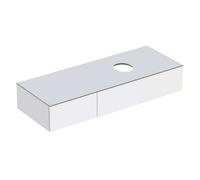 Geberit VariForm, meuble sous-lavabo à poser, deux tiroirs, surface de rangement, siphon, largeur 135 cm, 501177001, Couleur: Surface : laqué blanc, très complémentaire, plaque de recouvrement : blanc