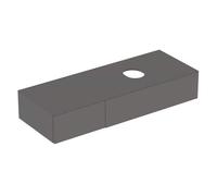 Geberit VariForm, meuble sous-lavabo à poser, deux tiroirs, surface de rangement, siphon, largeur 135 cm, 501.178.00.1, Couleur: surface : lave, laqué mat, plaque de recouvrement : lave mat