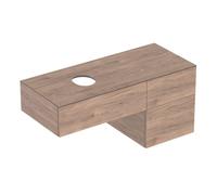 Geberit VariForm meuble sous-lavabo à poser, trois tiroirs, surface de rangement, siphon, largeur 120 cm, 501.186.00.1, Couleur: Surface : noyer caryer / structure en bois mélaminé