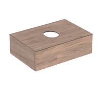 Geberit VariForm meuble sous-lavabo à poser, un tiroir, surface de rangement, siphon, largeur 75 cm, 501.162.00.1, Couleur: Surface : noyer caryer / structure en bois mélaminé