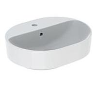 Geberit VariForm vasque à poser 500775002 50x40cm, avec trou pour robinetterie, trop-plein, elliptique, blanc KeraTect