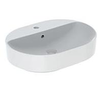 Geberit VariForm vasque à poser 500777002 blanc KeraTect, 60x45cm, avec banc à trou pour robinetterie, trop-plein, elliptique