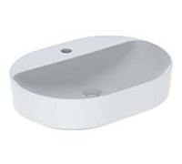Geberit VariForm vasque à poser 500778002 60x45cm, avec banc à trou pour robinetterie, sans trop-plein, elliptique, blanc KeraTect
