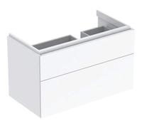Geberit Xeno 2, armoire sous lavabo avec découpe pour siphon à droite, 880x530x462mm, 2 tiroirs, 500516011, Couleur: Laque brillante blanche - CM