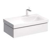 Geberit Xeno 2 - Meuble sous lavabo 90 cm avec plage de dépose, tiroir avec luminaire LED, blanc poli 500.514.01.1