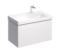 Geberit Xeno 2 - Meuble sous lavabo 90 cm avec plage de dépose, tiroir avec luminaire LED, blanc poli 500.516.01.1