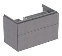 Geberit Xeno² meuble sous-vasque 500515431 88x53x46,2cm, avec 2 tiroirs, avec étagère, gris structuré/scultura