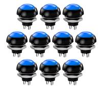 Gebildet 10 Boutons-Poussoirs Momentanés Etanches SPST 12mm, Marche/Arrêt, 3A/3V-5V-9V-12V-24V-230V CA, Mini-Bouton Rond sans Verrouillage pour Trompette de Voiture, Ordinateur (Bleu)