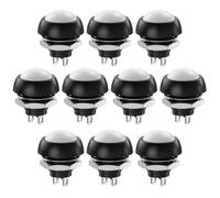 Gebildet 10 Boutons-Poussoirs Momentanés Etanches SPST 12mm, Marche/Arrêt, 3A/3V-5V-9V-12V-24V-230V CA, Mini-Bouton Rond sans Verrouillage pour Trompette de Voiture, Ordinateur (Blanc)