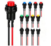 Gebildet 12pcs 12mm Précâblé Momentane Bouton Poussoir SPST ON-OFF AC 250V/1.5A 125V/3A,Mini Rond Bouton,pour Trompette de Voiture,Sonnette de Maison