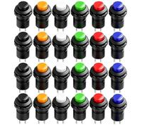 Gebildet 24pcs 12mm Momentané Bouton Poussoir SPST on/Off AC 250V/1.5A 125V/3A, Mini Rond Bouton, pour Trompette de Voiture, PC, Lampe de Table, Sonnette de Maison