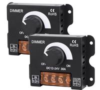 Gebildet 2pcs Contrôleur de Gradation PWM DC12V/24V 30A,Bouton de Réglage de la luminosité,Interrupteur Marche/arrêt pour Bandes Lumineuses LED Monochromes,Variateur de lumière LED à Coque Métallique