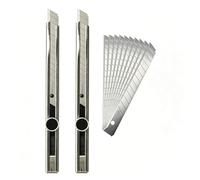 Gebildet 2pièces 9mm Verrouillable Coupeur, Cutter de Lames Sécables en Angle 60° + 10pièces Snap Off Lames de Rechange, Couteau Tout Usage, Cutter de Precision