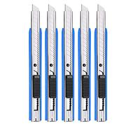 Gebildet 5 Pièces Bleu Couteau Utilitaire Rétractable, 60 Degré 9mm Couteau de Graphique, Lame de Snap-Off, Acier Carbone Cutter pour Auto Vinyl Teinte Folierer Film Car Wrapping