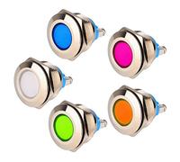 Gebildet 5pcs 230VAC 22mm LED Bornes à Vis Voyant Lumineux en Acier Inoxydable Voyant Imperméable à Eau (Rouge/Orange/Bleu/Vert/Blanc)