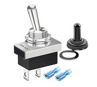 Gebildet Interrupteur à Bascule Métal 25 A 12 V CC/15 A 24 V CC/10 A 250 V CA/15 A 125 V CA SPST ON/OFF 2 Broches 2 Positions avec Capuchon de Protection étanche pour Voiture Automatique KN3D-101