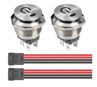 Gebildet Interrupteur à Bascule Rond Etanche en Acier Inoxydable 230V/10A, 22mm, LED Verte, Marche/Arrêt, 4 Broches Lumineux Interrupteur à Basculer