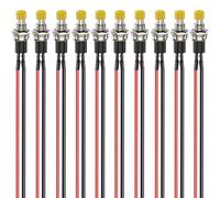 Gebildet Lot de 10 Mini Boutons Poussoirs Momentanés Précâblés 7mm 3V-6V-12V-24V-230V/1A, SPST, Bouton Rond Ouvert on/Off à 2 Broches pour Modélisme Ferroviaire (Jaune)